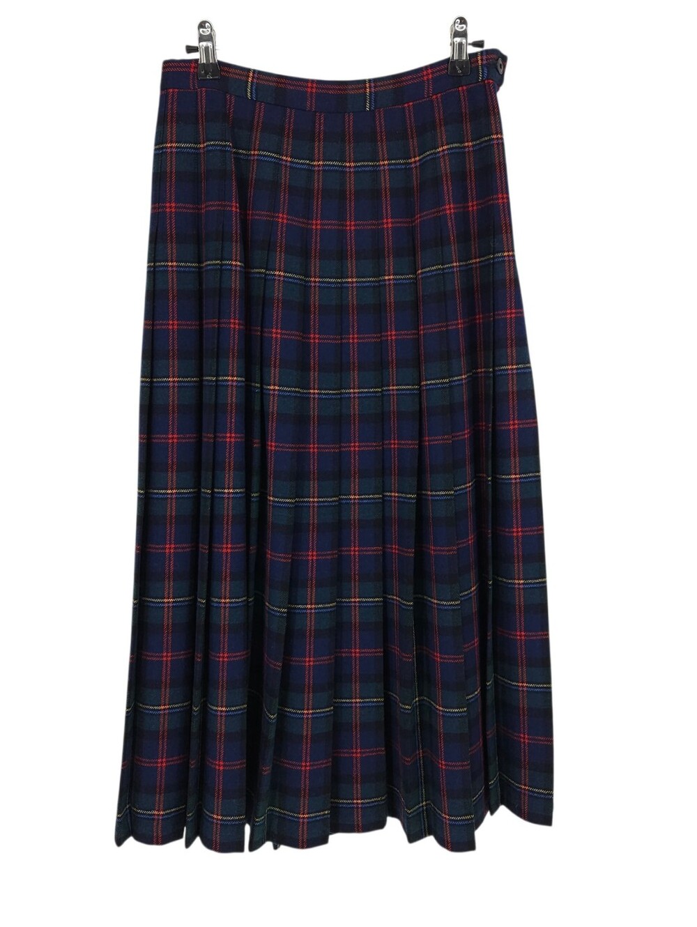 Vintage Pendleton Pleated Midi Skirt Wool Malcolm Tartan Navy Green Plaid 0 - Picture 2 of 5